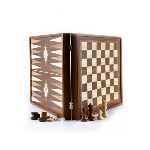 CLASSIC STYLE - 2 in 1 Combo Game - Chess / Backgammon (Small) - Manopoulos