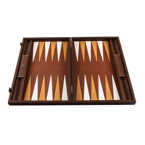KNITTED LEATHER IN BROWN COLOUR Backgammon - Manopoulos