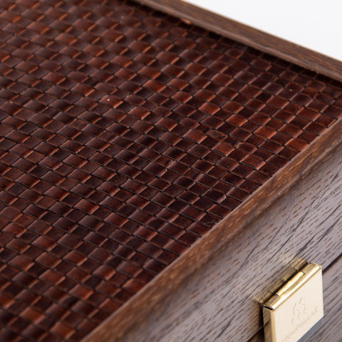 KNITTED LEATHER IN BROWN COLOUR Backgammon - Manopoulos