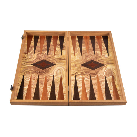 ΤΑΒΛΙ ΚΑΠΛΑΜΑΣ ΡΙΖΑ ΕΛΙΑΣ ΜΕ ΠΟΥΛΙΑ ΕΛΙΑΣ/OLIVE BURL (olive wood checkers) Backgammon - Manopoulos