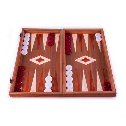 ΤΑΒΛΙ-ΣΚΑΚΙ ΚΑΠΛΑΜΑΣ MAONI ΣΕ ΚΟΚΚΙΝΟ ΧΡΩΜΑ /MAHOGANY Chess & Backgammon Board in red color- Manopoulos