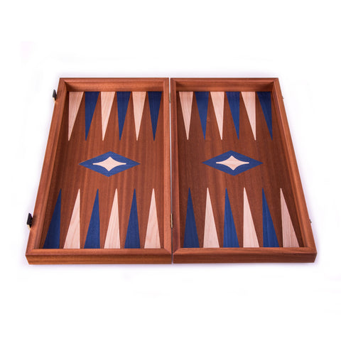 ΤΑΒΛΙ-ΣΚΑΚΙ ΚΑΠΛΑΜΑΣ MAONI ΣΕ ΜΠΛΕ ΧΡΩΜΑ /MAHOGANY Chess & Backgammon Board in blue color- Manopoulos