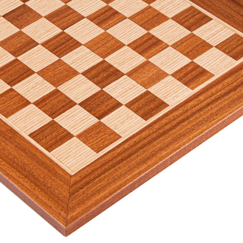 ΞΥΛΙΝΗ ΣΚΑΚΙΕΡΑ ΜΑΟΝΙ-ΟΞΙΑ ΚΑΠΛΑΜΑΣ ΜΙΚΡΗ/MAHOGANY WOOD & OAK INLAID handcrafted chessboard 34x34cm (Small) - Manopoulos