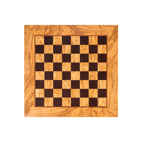 ΞΥΛΙΝΗ ΣΚΑΚΙΕΡΑ ΕΛΙΑ-ΒΕΓΓΕ ΚΑΠΛΑΜΑΣ ΜΕΣΑΙΑ/OLIVE WOOD & WENGE INLAID handcrafted chessboard 40x40cm (Medium) - Manopoulos