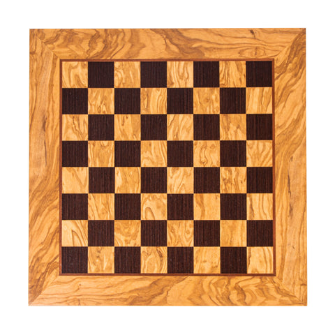 ΞΥΛΙΝΗ ΣΚΑΚΙΕΡΑ ΕΛΙΑ-ΒΕΓΓΕ ΚΑΠΛΑΜΑΣ ΜΕΓΑΛΗ/OLIVE WOOD & WENGE INLAID handcrafted chessboard 50x50cm (Large) - Manopoulos