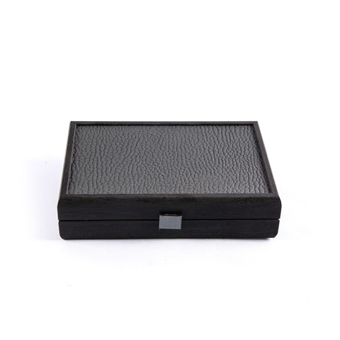 DOMINO SET in Dark Grey colour Leatherette wooden case - Manopoulos