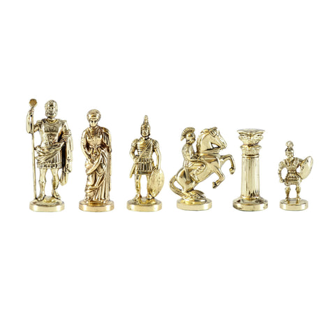 ΜΕΤΑΛΛΙΚΑ ΠΙΟΝΙΑ ΣΚΑΚΙ ΕΛΛΗΝΟΡΩΜΑΪΚΟ ΜΕΓΑΛΟ/GREEK ROMAN PERIOD Chessmen (Large) - Gold/Green - Manopoulos