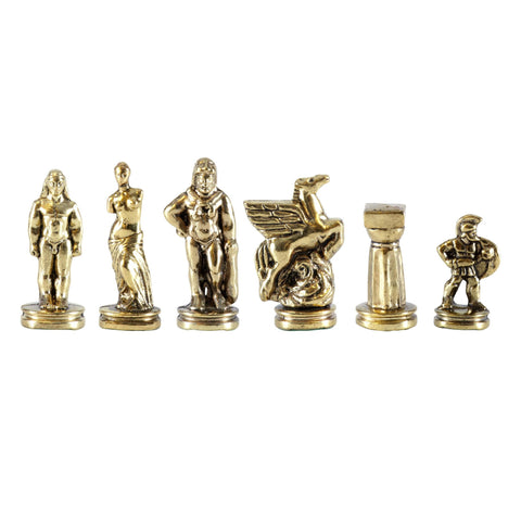 ΜΕΤΑΛΛΙΚΑ ΠΙΟΝΙΑ ΣΚΑΚΙ ΣΠΑΡΤΙΑΤΗΣ ΜΕΣΑΙΑ/SPARTAN WARRIOR Chessmen  (Small) - Gold/Silver - Manopoulos
