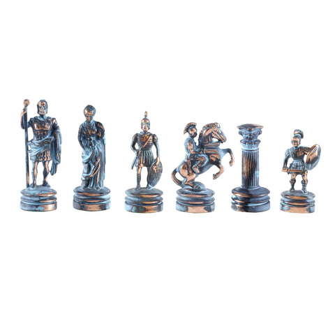 ΜΕΤΑΛΙΚΑ ΠΙΟΝΙΑ ΣΚΑΚΙ ΕΛΛΗΝΟΡΩΜΑΪΚΟ ΜΕΣΑΙΑ/GREEK ROMAN PERIOD Chessmen (Small) - Blue/Brown - Manopoulos